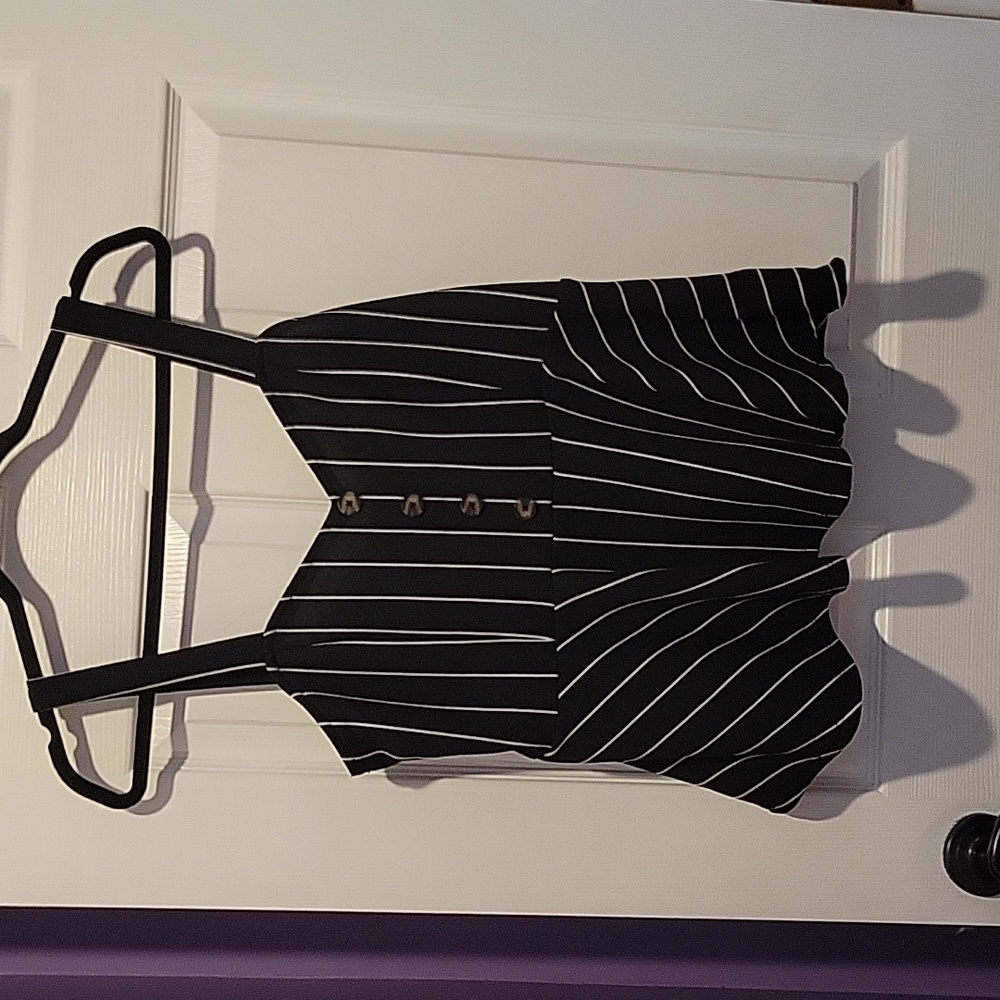 Black and White Peplum Top